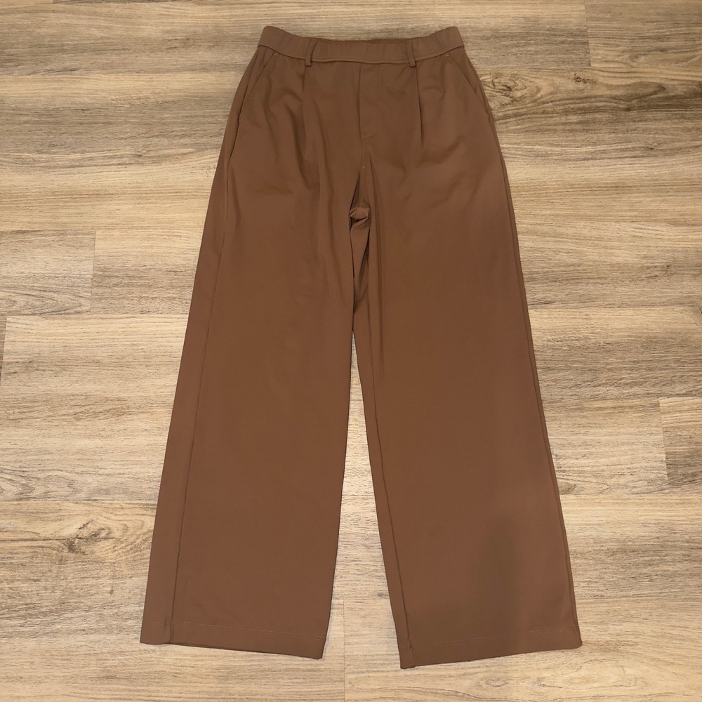 Halara Brown High Waisted Wide Leg Work Pants Tall Size L Stretch Trousers